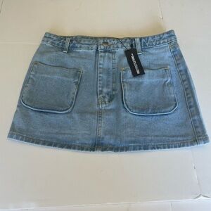 PrettyLittleThing Light Blue Denim Mini Skirt
